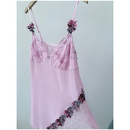 Dilce Fiora Sling Nightdress Japanese Single Exquisite Style Chiffon Gorgeous Embroidery Flower Piec