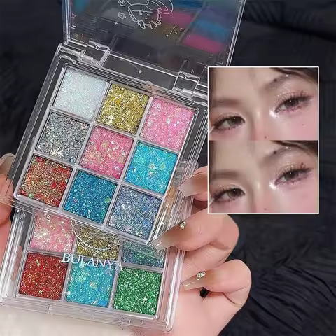 9Color Glitter Eyeshadow Palette Pearly Eyeshadow Palette Makeup Korean Charming Eye Glitter Palette