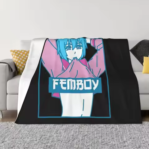 Femboy Aesthetic Pastel Gay Yaoi Anime Boy Crossdressing Throw Blanket Stuffed Blankets For Sofa Thi
