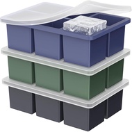 Large Ice Cube Tray for Whiskey: 2" Big Silicone Ice Tray with Lid for Whisky - 3Pack Old Fashioned 