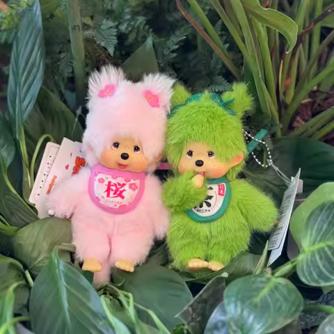 Cherry Blossom Monchhichi Keychain Cartoon Monchhichi Hanging Pendant for Bag Backpack Charms Car Ke