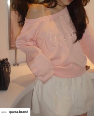 QUERA | Off shoulder pullover | เสื้อหนาวปาดไหล่ลายปักQUERA