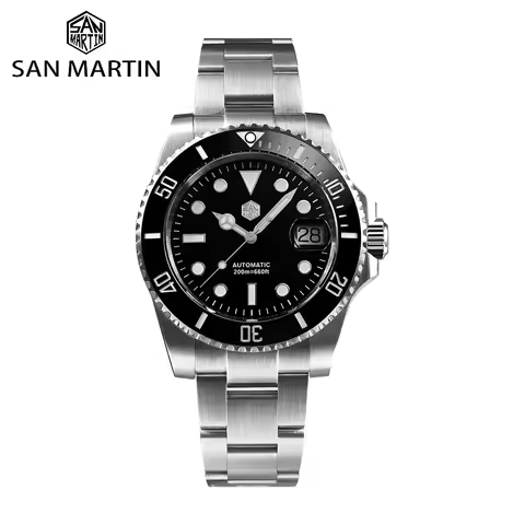 San Martin Watch New Upgraded Sub Men PT5000 Automatic Diving Watches with Ceramic Bezel 200m Waterp