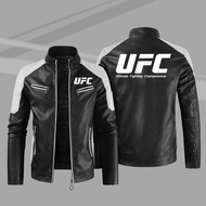 Ufc Leather Jacket, Stand-Up Collar Zipper Design, Outdoor Sports, Fighting Sportswear, Racing Style