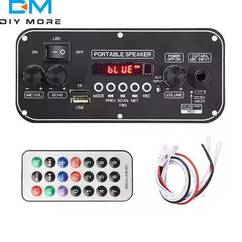 D152BT DC3.7-5V MP3 Bluetooth 5.1 Decoding Board FM USB TF Portable Speaker Amplifier Board 2*10W wi