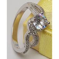 original 925 silver with white gold plated stone ladies ring,cincin perak tulen sadur emas putih cincin perempuan