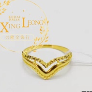 Xing Leong 916 Gold 3 layer V Ring / Cincin 3 layer V Emas 916