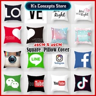 【Ready Stock】Sofa Pillow Case 45x45cm Polyester Square Pillow Cover Throw Pillow Cover Sarung Bantal【Fast Shipping】