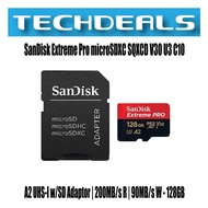 SanDisk Extreme Pro microSDXC SQXCD V30 U3 C10 A2 UHS-I w/SD Adaptor | 200MB/s R | 90MB/s W - 128GB
