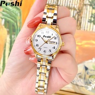 POSHI Ladies Watch Stainless Steel Waterproof Luminous Quartz Watch automatic dual date Women Fashio