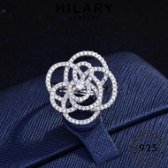 HILARY JEWELRY Camellia Sterling Perempuan For Cincin Diamond 925 Original Personality 純銀戒指 Accessories Korean Ring Perak Moissanite Silver Adjustable Women R1891