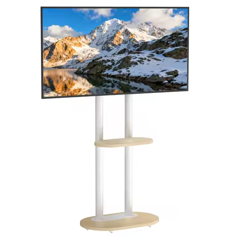 Rolling TV Floor Stand for 40-75 Inches Height Adjustable TV Cart Mount with Shelves and Wheels Max 