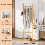 Rak Gantungan Baju kayu Stand Hanger Double Rod Rak Gantung Baju Serbaguna Gantung Baju Bambu