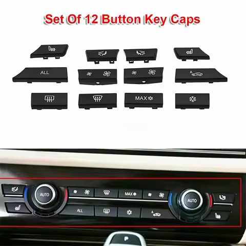 61319313923 12pcs A/C Heating Switch Button Key Caps Black For BMW 5 6 7 Series F07 GT/F10/F11 F06/F