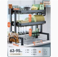 全城熱賣 - 書櫃,書架,多桶儲物櫃,廚房置物架,收納置物架【【可伸縮63--95】特厚雙層+瀝水套裝+掛鈎*6】