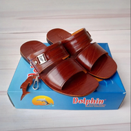 Sandal Dolphin D-01Maroon Pria Kulit - Sandal Slide Pria Termurah Bisa Cod Nyaman Digunakan