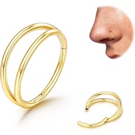 Titanium Double Hoop Nose Ring 20G 18G Gold Silver Black Nose Rings Hoops for Women Men Nose Nostril