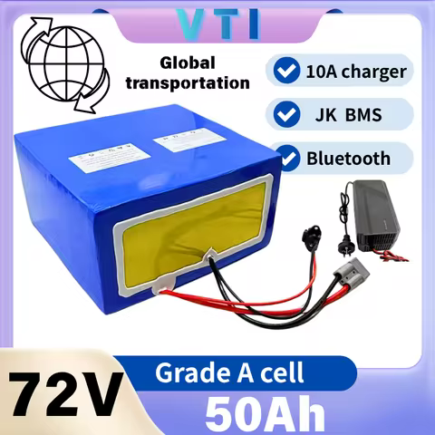 Lithium-ion 72V 50Ah avec Bluetooth pour Vélo, Scooter, Moto, Camion-grue, Chargeur 10A, 5000W, 10kW
