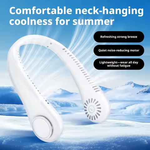 2026 Long Endur New Mini Neck Mounted Fan Portable Bladeless Neck Rechargeable Air Cooler 3 Speed Mi