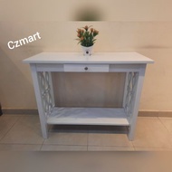  Meja Belajar ⚧ White Console Table 3 Feet Meja Konsol Kayu Putih Meja Hiasan Study Table Makeup Tab