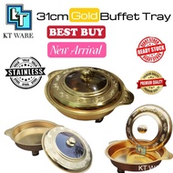 KT WARE 31CM GOLD  BUFFET EMBOSSED BUFFET TRAY SET / BUFFET FOOD TRAY SERVING TRAY FOOD PAN KENDURI 