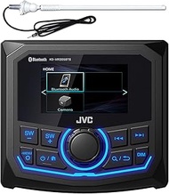 JVC Marine Bluetooth AM/FM/WB Radio Stereo Digital Media Receiver Bundle Combo with Long Range White Radio Antenna