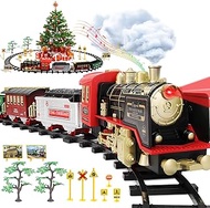 LZZAPJ Train Set with Steam Locomotive, Toddler Electric Train Toy with Rechargeable Battery, Railway Kit, Light &amp; Sound, Train Tracks Birthday for Kids Boys Girls 3 4 5 6 7 8 Year Old