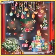 [Yar] Christmas Window Stickers Christmas Tree Gift Ornament Wall Sticker Cartoon Pattern Wall Decal for Home