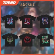 LEAGUE OF LEGENDS ARCANE Cotton Short Sleeved T-shirt Men's and Women's Plus Size VI JINX CAITLYN An