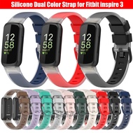 Silicone Wrist Strap for Fitbit Inspire 3 Transparent Dual Color Replacement Watchband for Fitbit In