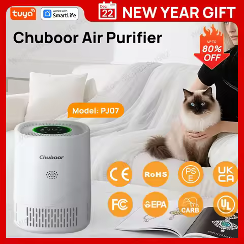 PJ07 Pro Tuya Smart Air Purifier, App Control & Timer,24dB 3-Speed H13 HEPA+Carbon,15㎡for Office/Stu
