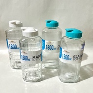 Anna glass ice tea honey mineral water syrup drinking bottle with 1.3 plastic lid 1.8 liter/