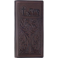 Dompet Rodeo Lelaki Dompet Kulit Penyekat RFID Barat Dompet Panjang Koboi Panjang Dwilipat