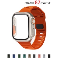 Case + Strap For iWatch Band 45mm 44mm 41mm 40mm Smart Silicone Bracelet Iwatch Series 3 4 5 6 Se 7 8 Change To Ultra Case