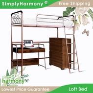 SHSB Loft Bed Metal / Katil Loft Bed Besi / Chest Of Drawer / Meja Belajar / Study Table / Study Desk