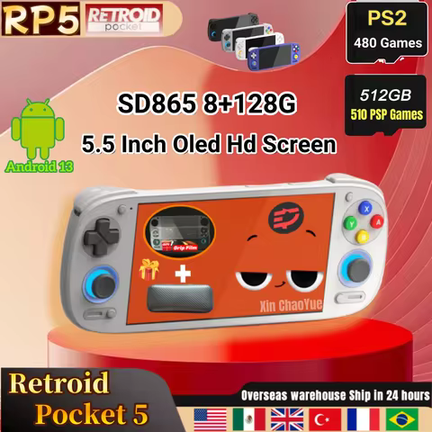 Retroid Pocket 5 RP5 Retro Handheld Video Game Console Video Player 5.5 Inch OLED Touch Screen Andro