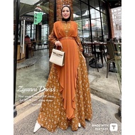 Cod Zyanni dress/gamis motif bunga/baju muslim/gamis ceruty