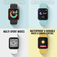 Y68 Kids Health Monitoring Smart Watch Black Electronic Sport Watch for Boys Girls Christmas Present