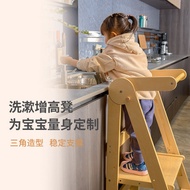 Montessori Learning Tower Foldable Wooden Step Stool for Kids-Kitchen Helper Toddler Standing Tower