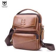 BULLCAPTAIN หนังวัวหนังสัตว์แท้ไหล่ Messenger กระเป๋าผู้ชายธุรกิจแฟชั่น Multi-ช่องกระเป๋าสตางค์ขนาดเ