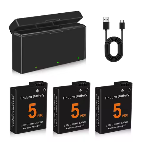 Battery for DJI Osmo Action 5 Pro Camera Batteries 3 Slots Fast Charger 2100mah Battery for Osmo Act