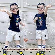 Bear Boy Summer Suit with Horse Embroidery @minibebe 100% Cotton Shirt Khaki Pants 1,5-7 years old -