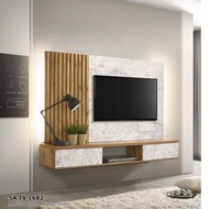 True Home Free Installation 7.5 Feet Wall Mounted TV Cabinet Marble Design / Hanging TV Cabinet With Led