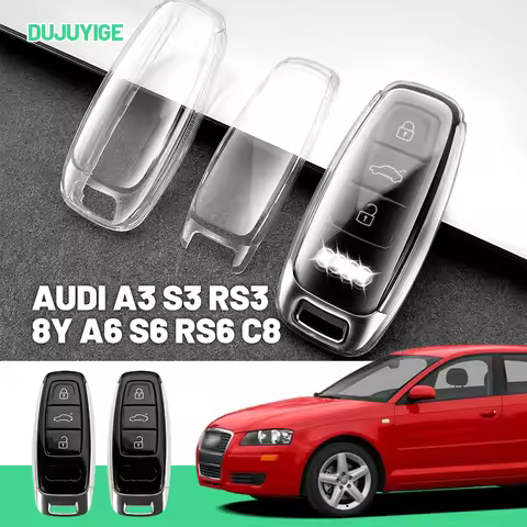 Clear TPU Car Key Case For Audi A3 S3 RS3 8Y A6 S6 RS6 C8 4K A7 S7 RS7 4K Key Fob Cover Protector Sh