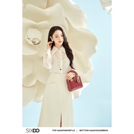 Chân váy kem không kèm belt SIXDO (Cream Woven Midi Skirt)