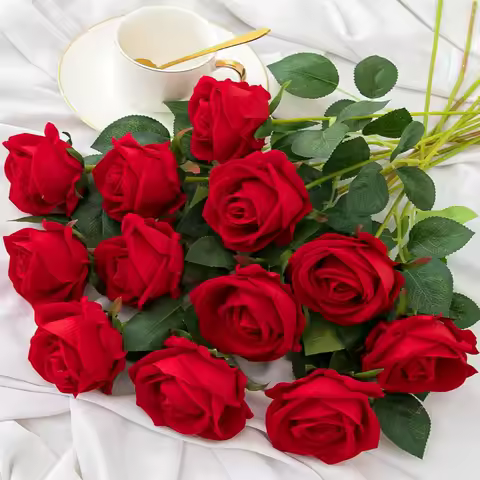 1/5/10/20 Artificial Roses Flowers Rose Branches Artificial Red Roses Realistic Fake Roses Wedding B