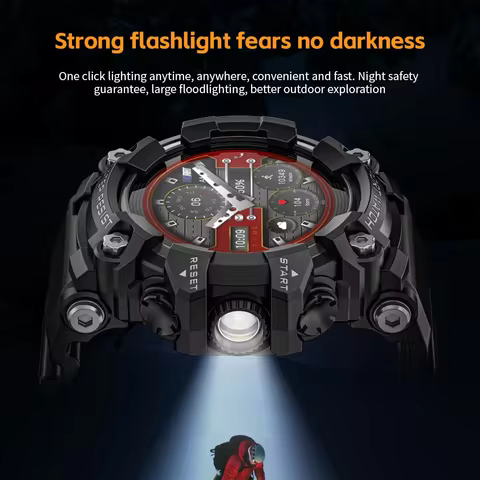 LOKMAT ATTACK Upgrade Sport Smart Watch Waterproof Bluetooth Calls Rugged Smartwatches Flashlight Fi