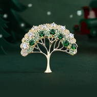 Christmas Gift Pachira Macrocarpa Brooch Lucky Tree Pins Women New Fashion Suit Rhinestone Jewelry A