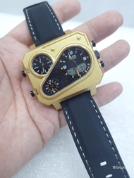 Jam Tangan Pria Alfa Original Ad2880068 Diameter 50mm Double Time Tali Rubber Nyaman di Gunakan