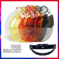 【With Bracket】3-Snap Motorcycle Helmets Classic Street Motorcycle Helmet Visor Bubble Shield